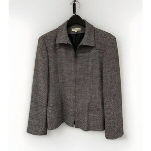 Lynn Adler Womens Jacket Blazer 12 Gray Tweed Zip‎ Front Career Office Coat